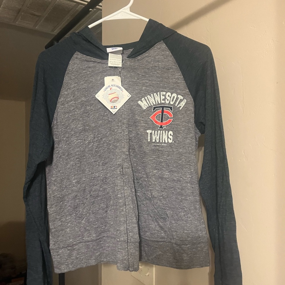 NWT MLB Minnesota Twins Lightweight Zip Up Baseball Hoodie Women's Size Large